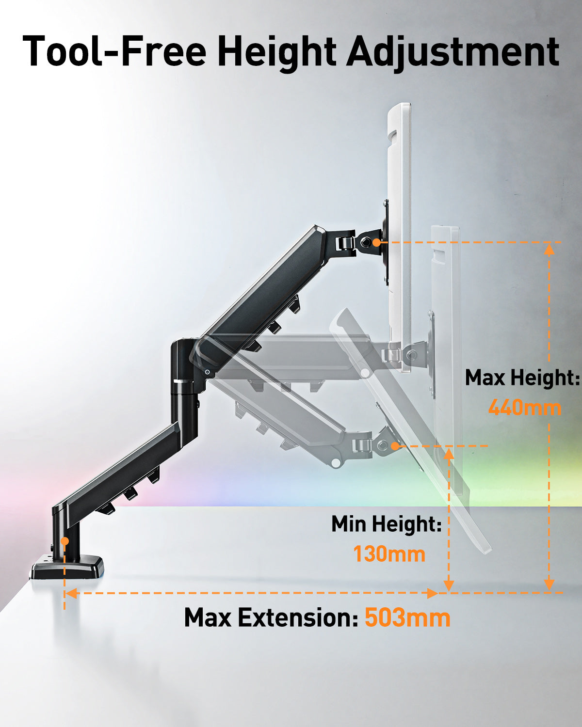 MOUNT PRO Single Monitor Desk Mount for 13-32 Inch Screen, Adjustable Gas Spring Monitor Arm, Computer Monitors Stand with Clamp/Grommet Mounting Base, VESA Mounts Fit 4.4-19.8 lbs Computer