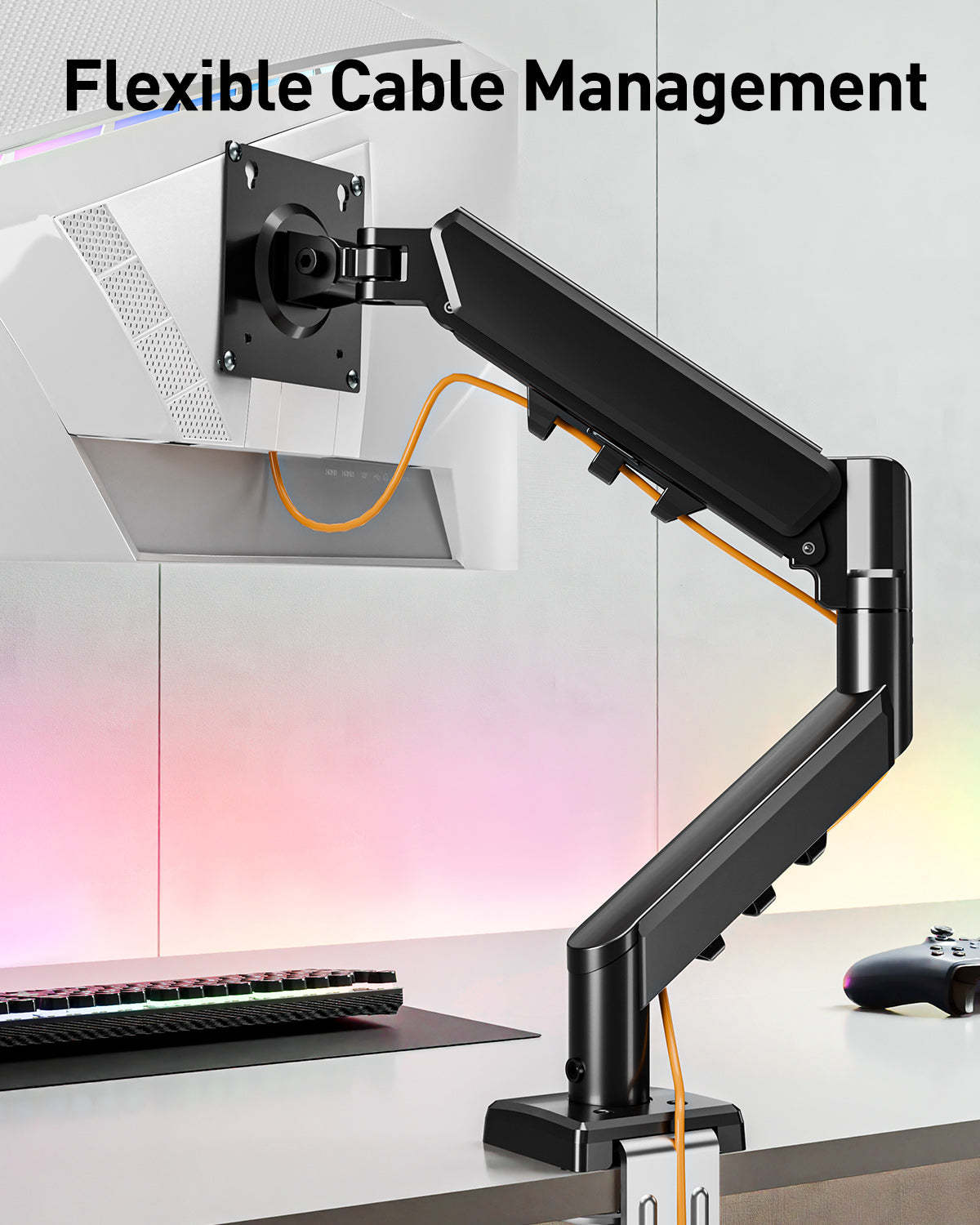 MOUNT PRO Single Monitor Desk Mount for 13-32 Inch Screen, Adjustable Gas Spring Monitor Arm, Computer Monitors Stand with Clamp/Grommet Mounting Base, VESA Mounts Fit 4.4-19.8 lbs Computer