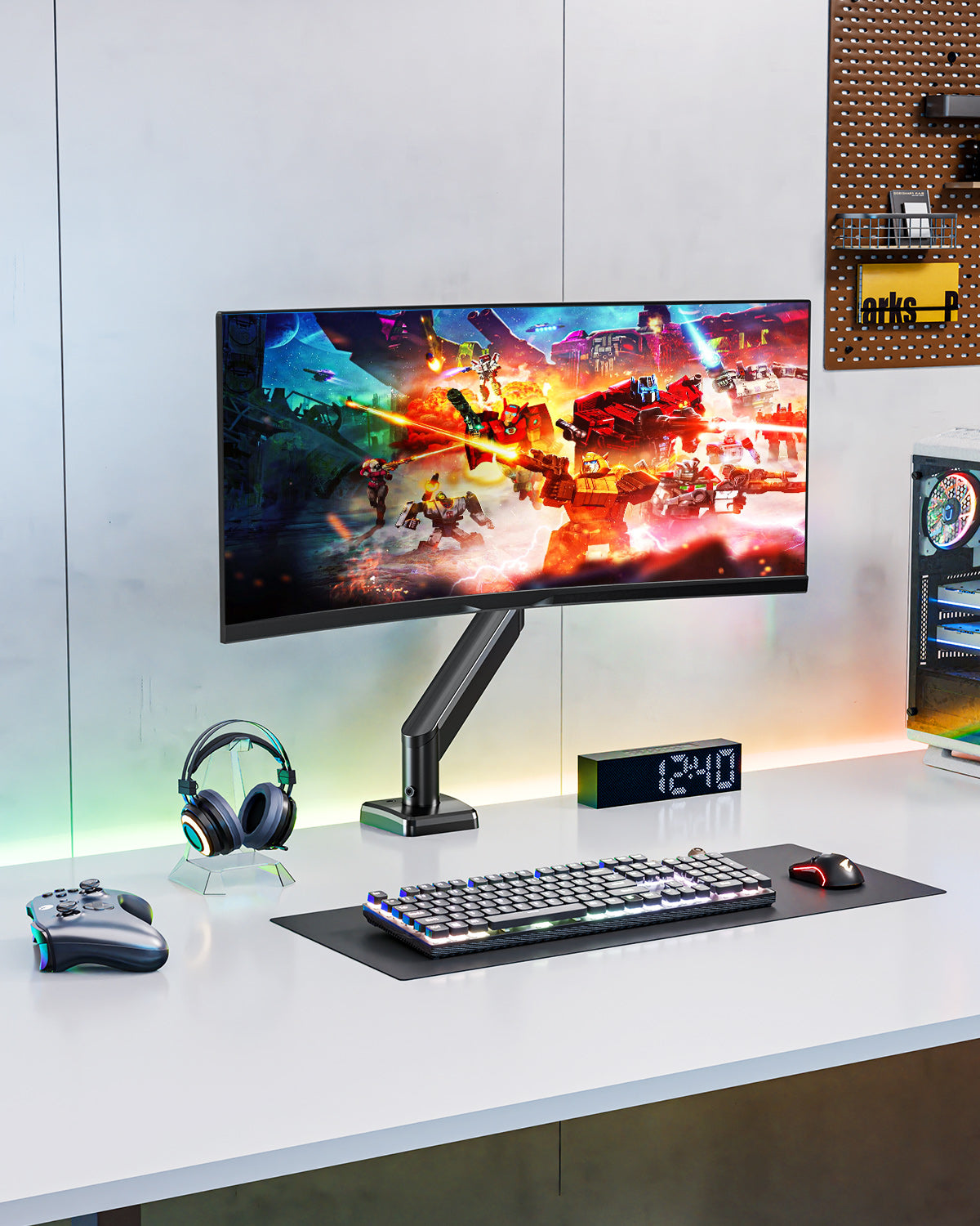 MOUNT PRO Single Monitor Desk Mount for 13-32 Inch Screen, Adjustable Gas Spring Monitor Arm, Computer Monitors Stand with Clamp/Grommet Mounting Base, VESA Mounts Fit 4.4-19.8 lbs Computer