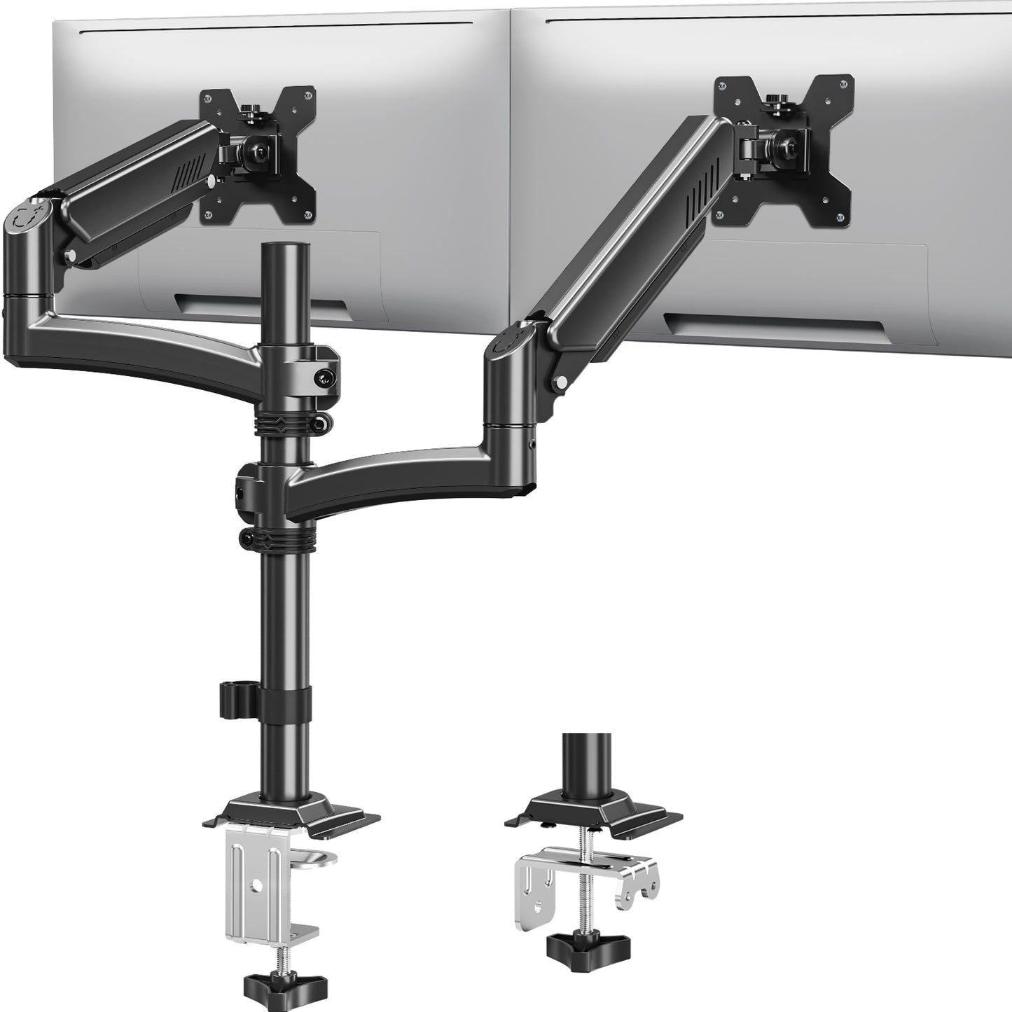 MOUNT PRO Freelift Dual Monitor Arm with Adjustable Gas Spring Stand, VESA 75x75/100x100, 4.4-22 lbs, Black