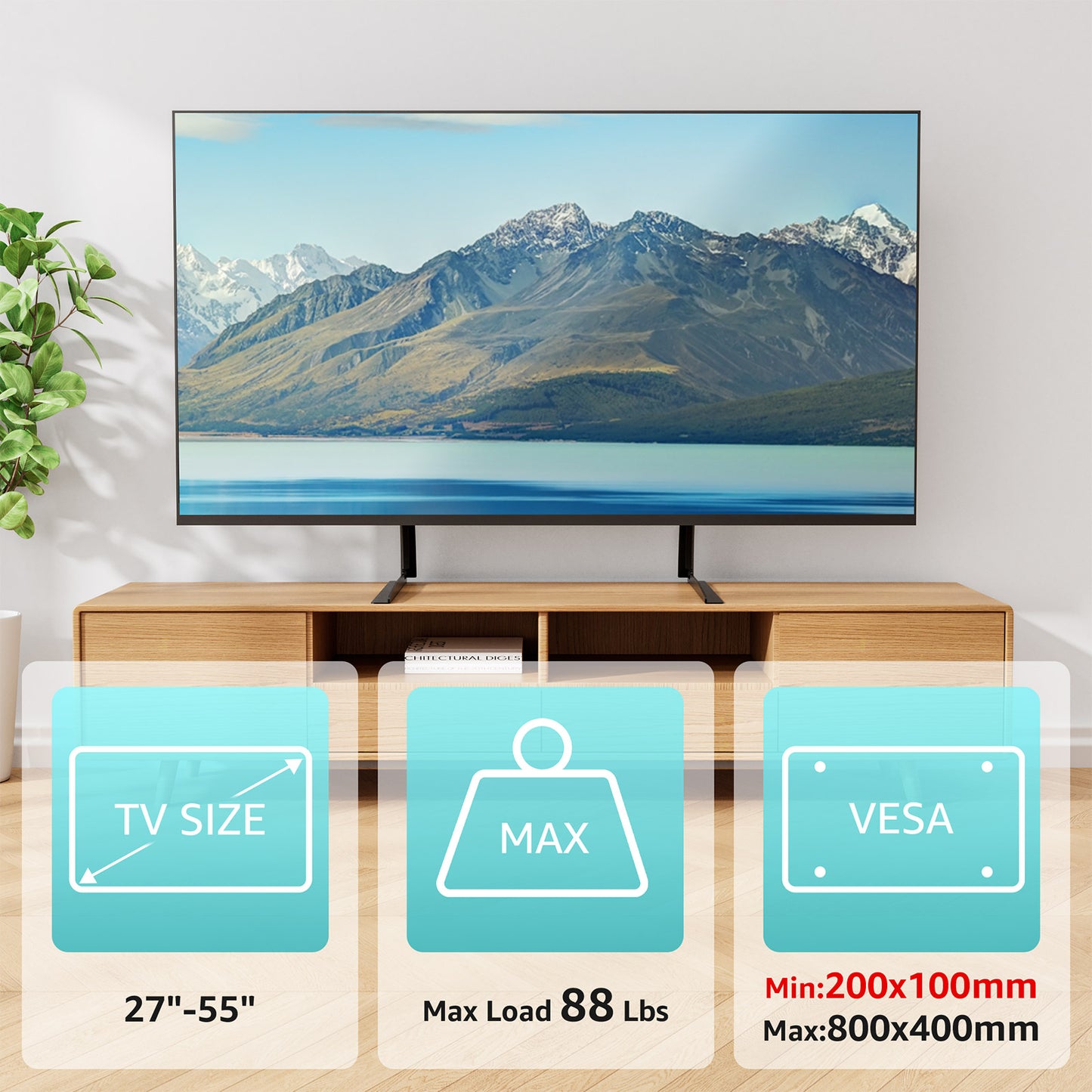 MOUNT PRO Table Top TV Stand for Most 27 to 55 inch TVs, Premium Metal Universal TV Legs Holds up to 88 lbs