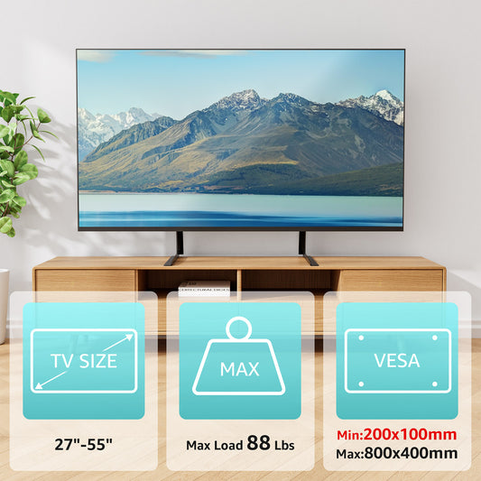 MOUNT PRO Table Top TV Stand for Most 27 to 55 inch TVs, Premium Metal Universal TV Legs Holds up to 88 lbs