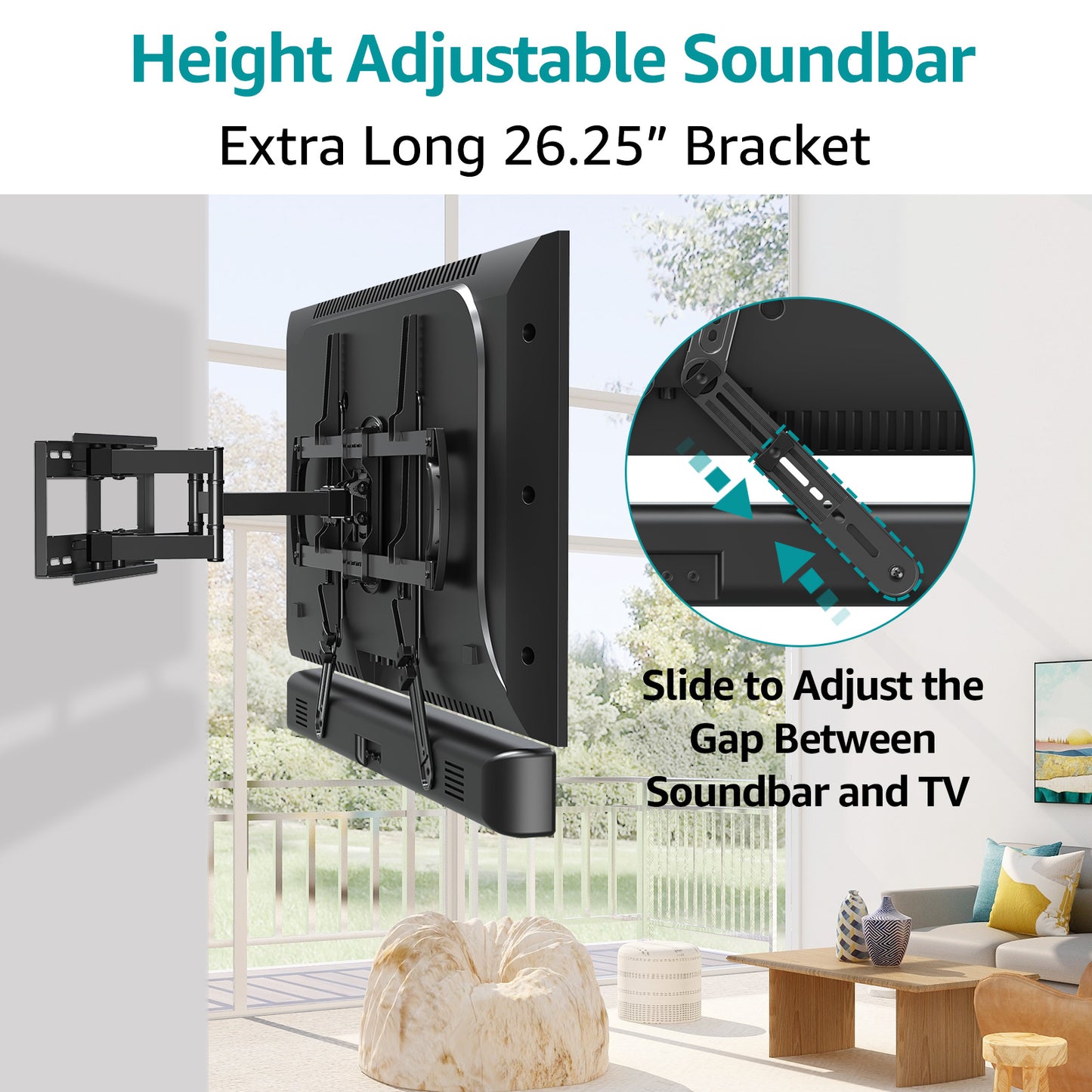 MOUNT PRO Soundbar Mount, Sound Bar TV Bracket, for Mounting Above or Under TV, Fits Sound Bars Up to 15 Lbs, Tool-Free Knob Adjustable Soundabr Bracket with Mounting Hardware