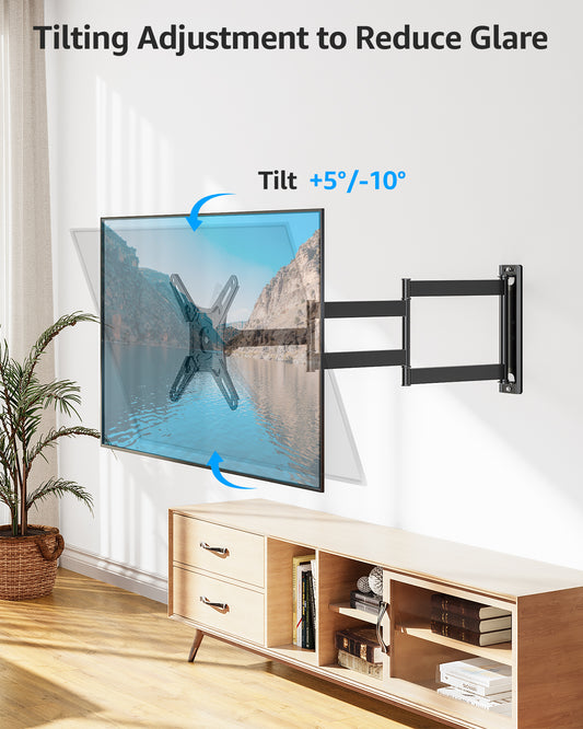 MOUNT PRO Full Motion Long Five-Arm TV Wall Mount for Most 13-42 inch Flat Curved TVs,Tilting TV Mount with Swivels Articulating Arms Max VESA 200X200mm, 44lbs