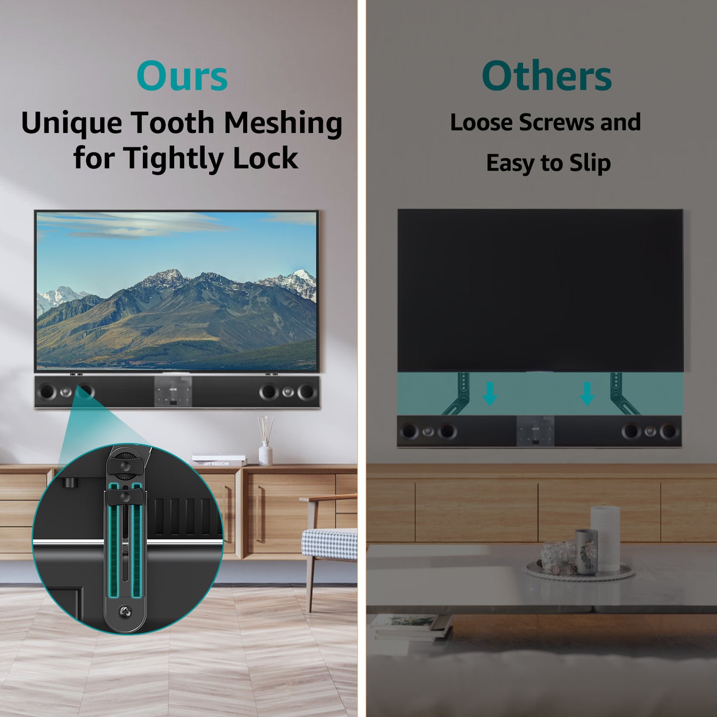 MOUNT PRO Soundbar Mount, Sound Bar TV Bracket, for Mounting Above or Under TV, Fits Sound Bars Up to 15 Lbs, Tool-Free Knob Adjustable Soundabr Bracket with Mounting Hardware