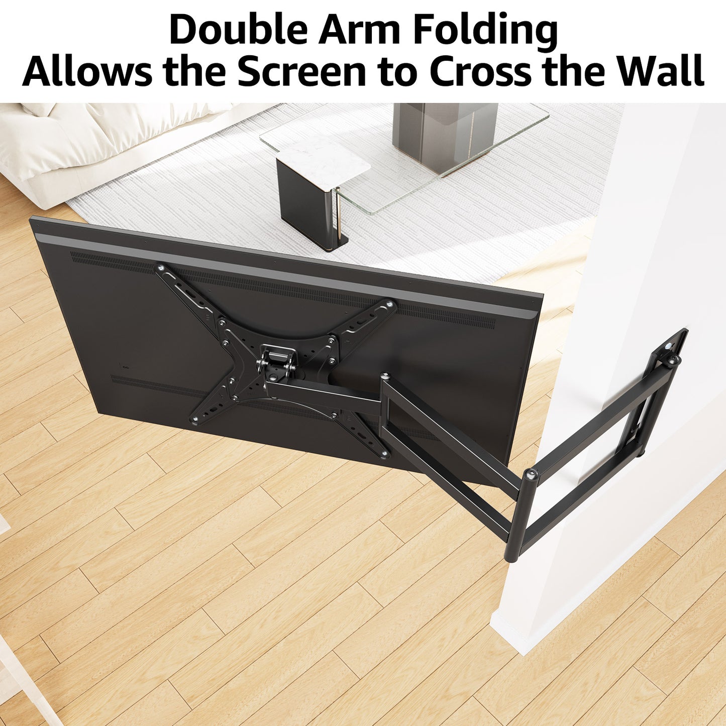 MOUNT PRO Long Arm TV Wall Mount for Most 26-65 Inch TVs, Corner TV Mounts with 37.4 Inch Extension Arm, Swivel Tilt Single Stud Full Motion Bracket Max VESA 400x400mm, Holds to 77 lbs