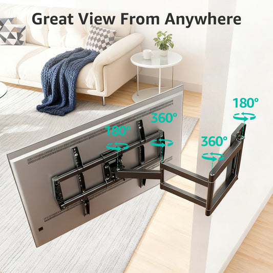 MOUNT PRO Full Motion TV Wall Mount 37.9" Long Arm TV Wall Mount for Most 42-75 Inch TVs, Max VESA 600x400mm and 99lbs Corner TV Wall Mount with Long Extension & Tilt & Swivel Articulating Arm