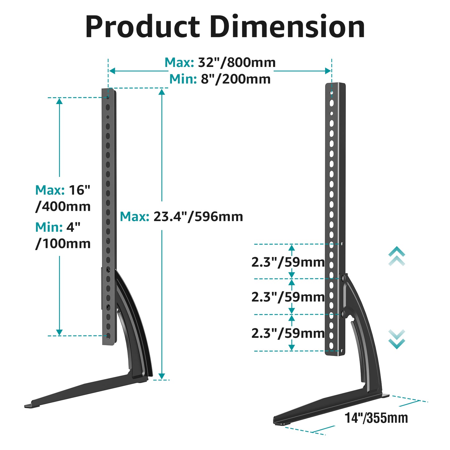MOUNT PRO Table Top TV Stand for Most 27 to 55 inch TVs, Premium Metal Universal TV Legs Holds up to 88 lbs