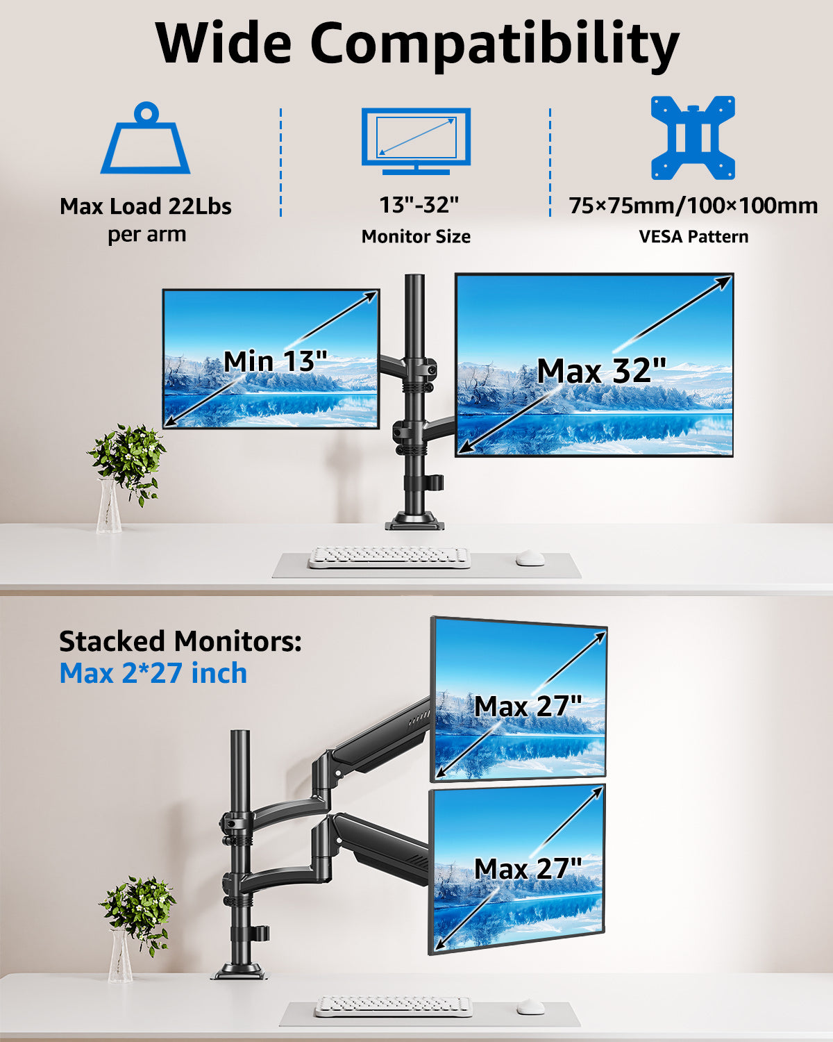 MOUNT PRO Dual Monitor Stand-WMP6016B