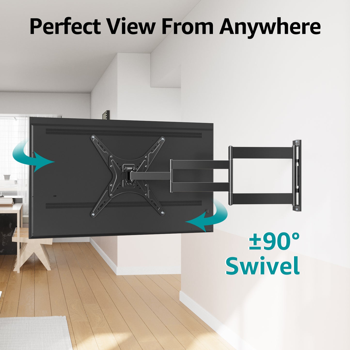 MOUNT PRO Long Arm TV Wall Mount for Most 26-65 Inch TVs, Corner TV Mounts with 37.4 Inch Extension Arm, Swivel Tilt Single Stud Full Motion Bracket Max VESA 400x400mm, Holds to 77 lbs
