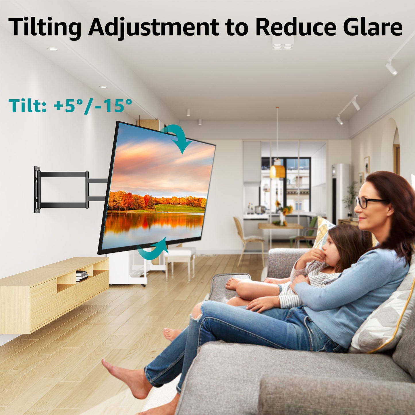 MOUNT PRO Long Arm TV Wall Mount for Most 26-65 Inch TVs, Corner TV Mounts with 37.4 Inch Extension Arm, Swivel Tilt Single Stud Full Motion Bracket Max VESA 400x400mm, Holds to 77 lbs