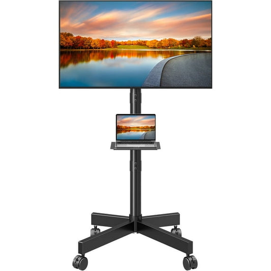MOUNT PRO Mobile TV Stand,Rolling TV Cart for 24-60" TVs, Portable TV Floor Stand with Wheels,Adjustable Shelf & Tilt,Max VESA 400x400mm,up to 78 lbs