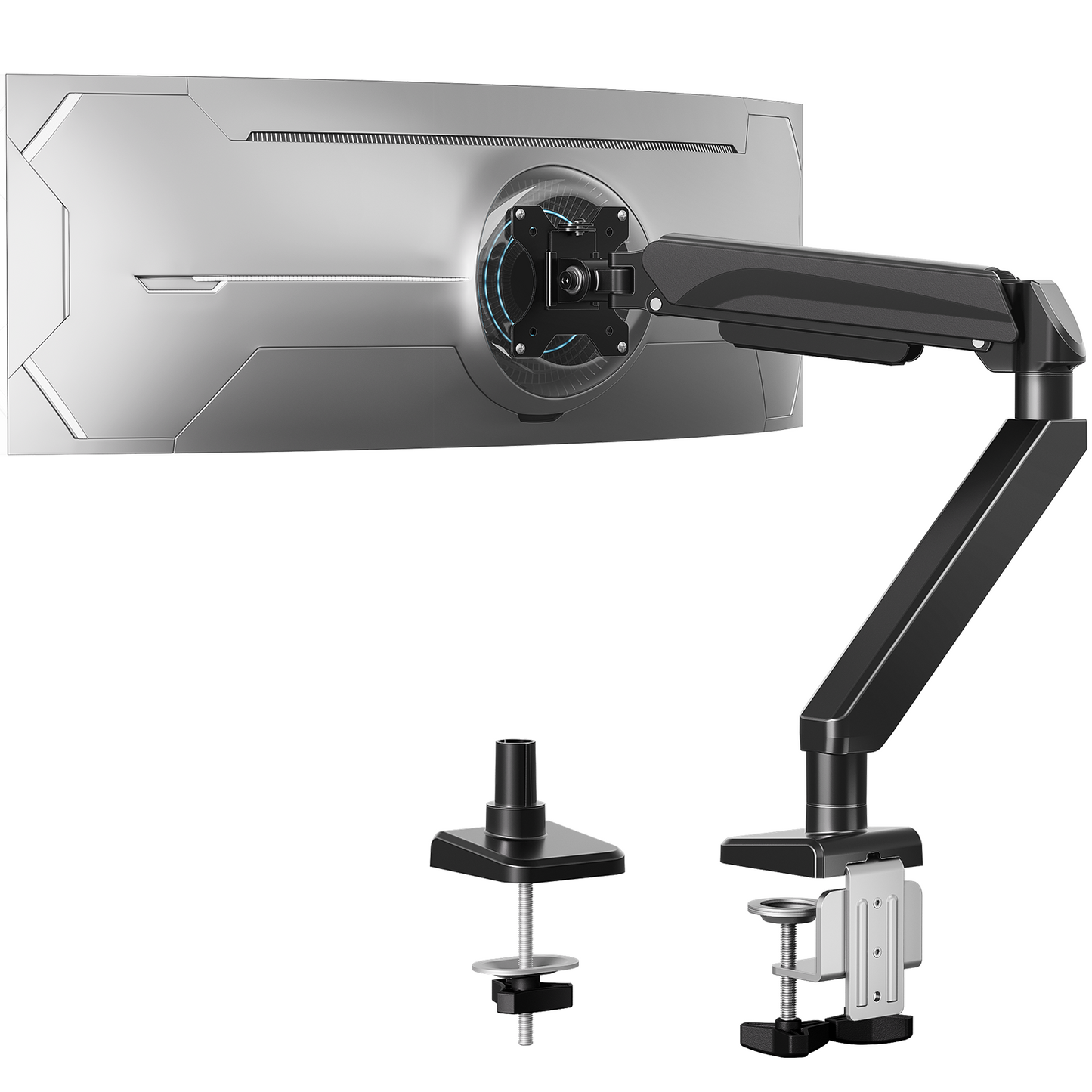 MOUNT PRO Heavy Duty Single Monitor Arm for 42 40 39 34 32 27Inch Screens, Monitor Stand for Desk Supports 4.4-33 lbs, Height Adjustable Ultrawide Monitors Mount with C-Clamp & Grommet Base