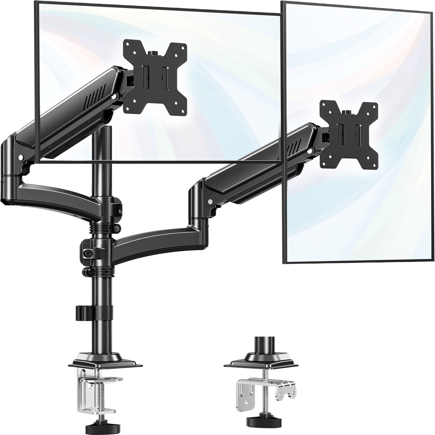 MOUNT PRO Freelift Dual Monitor Arm with Adjustable Gas Spring Stand, VESA 75x75/100x100, 4.4-22 lbs, Black