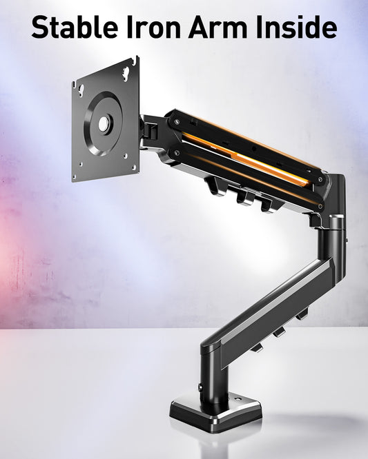 MOUNT PRO Single Monitor Desk Mount for 13-32 Inch Screen, Adjustable Gas Spring Monitor Arm, Computer Monitors Stand with Clamp/Grommet Mounting Base, VESA Mounts Fit 4.4-19.8 lbs Computer