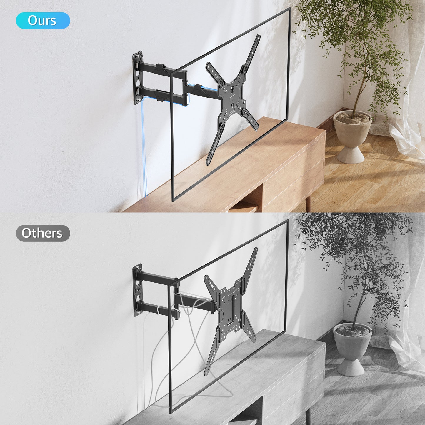 MOUNT PRO Full Motion TV Wall Mount for Most 20-55 inch Flat Curved TVs,Tilting TV Mount with Swivels Articulating Arms Max VESA 400X400mm, 77lbs