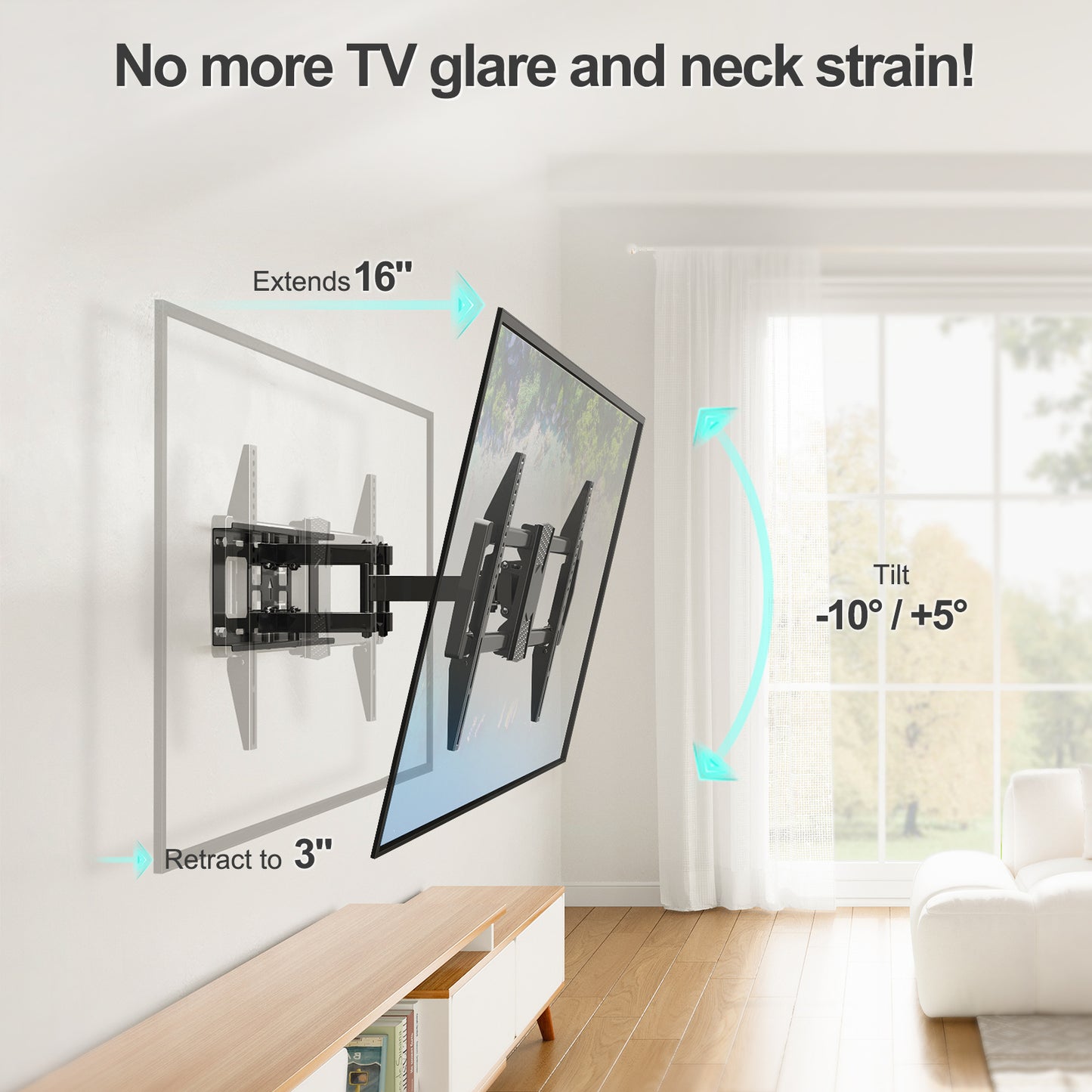 MOUNT PRO Full Motion TV Wall Mount for Most 43-82 inch TVs, Wall Mount Bracket with Articulating Swivel and Tilt, Max VESA 600x400mm, Holds up to 99lb