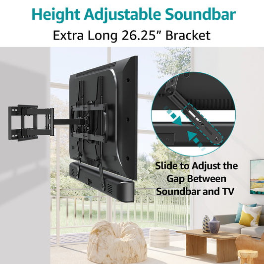 MOUNT PRO Soundbar Mount, Sound Bar TV Bracket, for Mounting Above or Under TV, Fits Sound Bars Up to 15 Lbs, Tool-Free Knob Adjustable Soundabr Bracket with Mounting Hardware