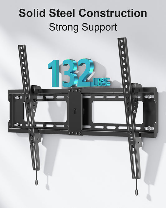 MOUNT PRO Large Tilting TV Wall Mount for Most 37-82 Inch TVs, Universal Low Profile TV Mount TV Bracket Holds up to 132lbs, Max 600x400mm, Fit 16", 18", 24" Stud