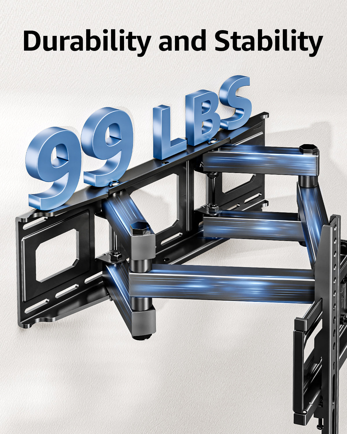 MOUNT PRO Full Motion TV Wall Mount for Most 26-70 Inch TVs, Holds up to 99 lbs, Max VESA 400x400mm, Fits 16" Wood Stud