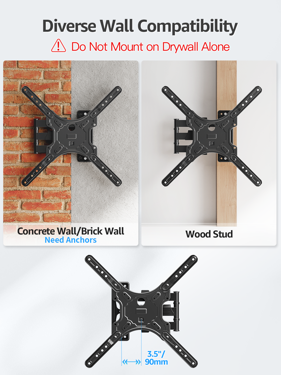 MOUNT PRO Full Motion TV Wall Mount for Most 20-55 inch Flat Curved TVs,Tilting TV Mount with Swivels Articulating Arms Max VESA 400X400mm, 77lbs