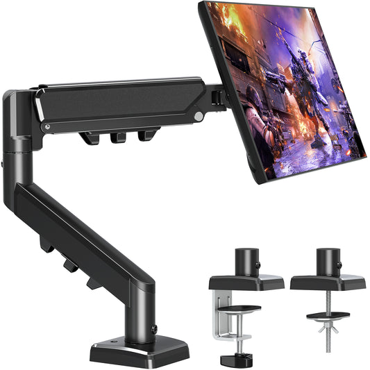 MOUNT PRO Single Monitor Desk Mount for 13-32 Inch Screen, Adjustable Gas Spring Monitor Arm, Computer Monitors Stand with Clamp/Grommet Mounting Base, VESA Mounts Fit 4.4-19.8 lbs Computer