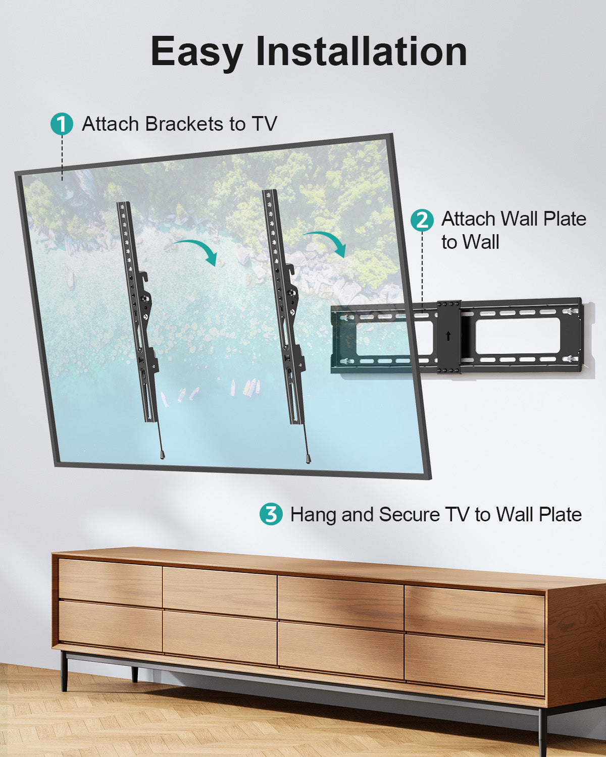 MOUNT PRO Large Tilting TV Wall Mount for Most 37-82 Inch TVs, Universal Low Profile TV Mount TV Bracket Holds up to 132lbs, Max 600x400mm, Fit 16", 18", 24" Stud