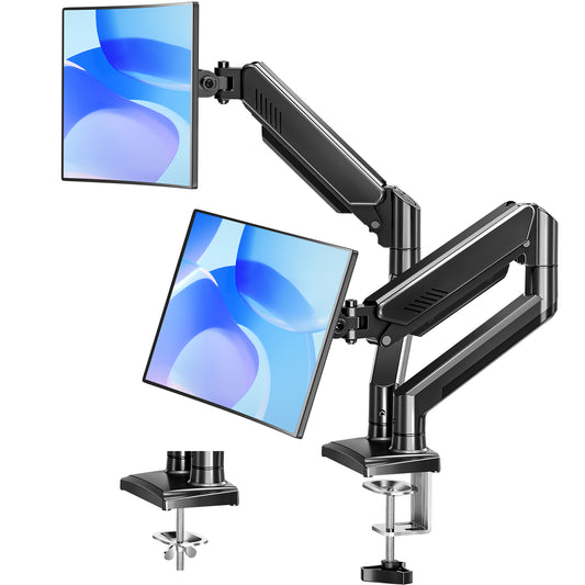 MOUNT PRO Dual Monitor Stand for 13- 32 inch, 4.4-19.8 lbs Screens, Dual Monitor Desk Mount Height Adjustable, Monitor Arms for 2 Monitors, Home Office VESA Mounts with Gas Spring